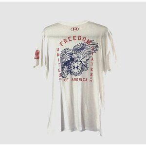 Under Armour Freedom HeatGear White T-Shirt With American Flag & Eagle Design Si